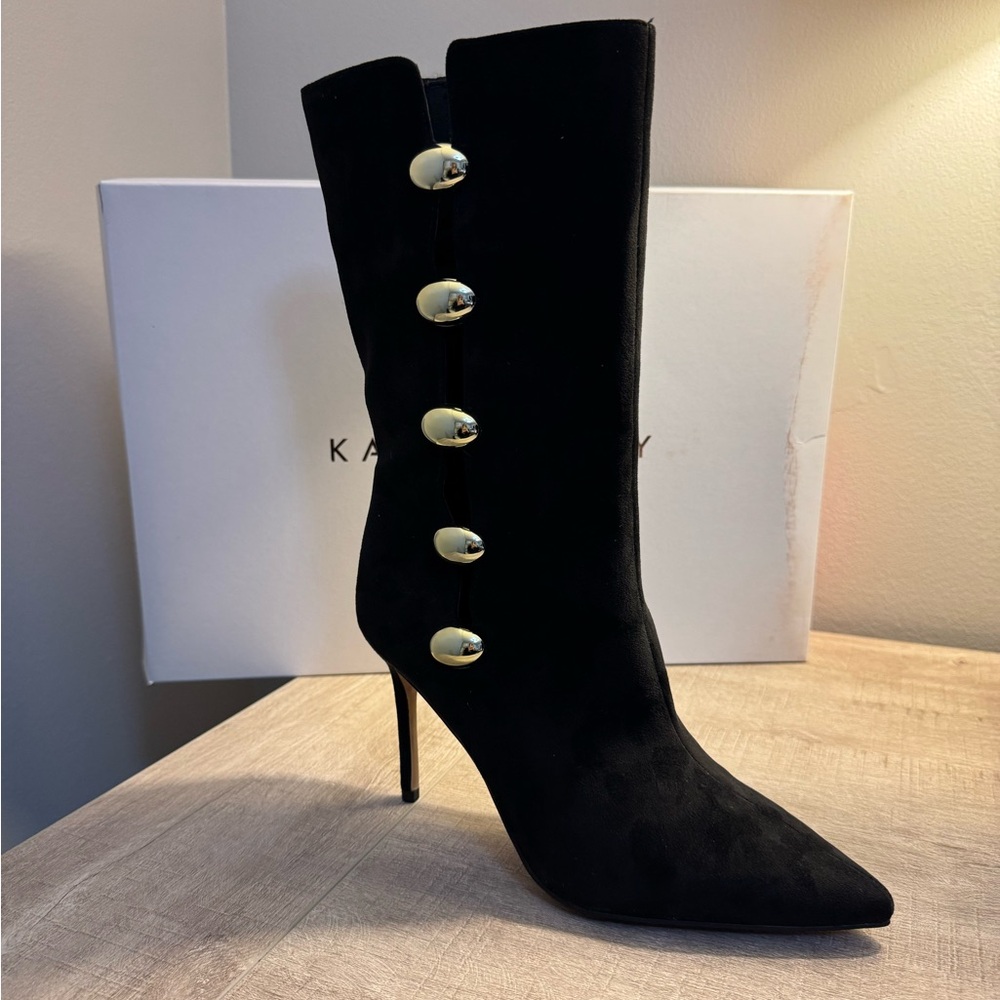 Katy Perry Revival Ornament Boot | Mid-Calf Studded Boot | Black